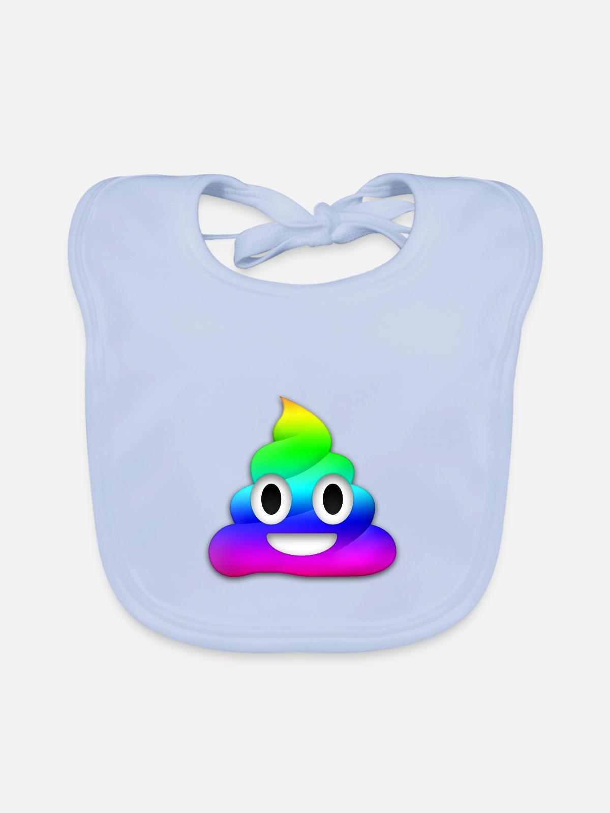 Kackhaufen Emoji Regenbogen - Baby Bio-Lätzchen - sky Blue - Vorne