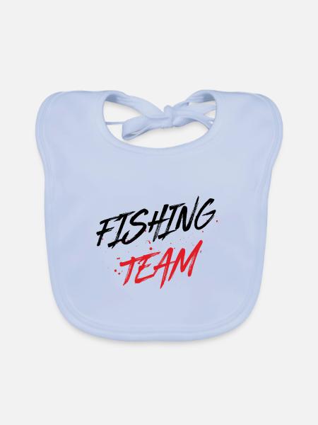 Fishing Team - Organic Baby Bibs - sky blue - Front