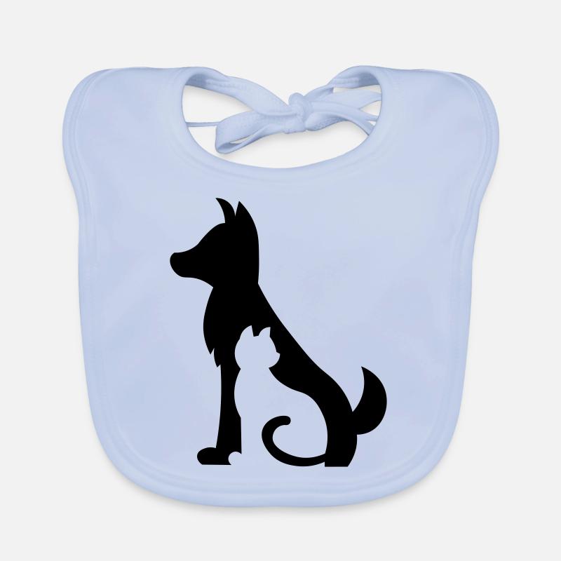 Chien simple chat / cadeau - anniversaire / chat et chien - Bavoir bio Bébé - bleu ciel
