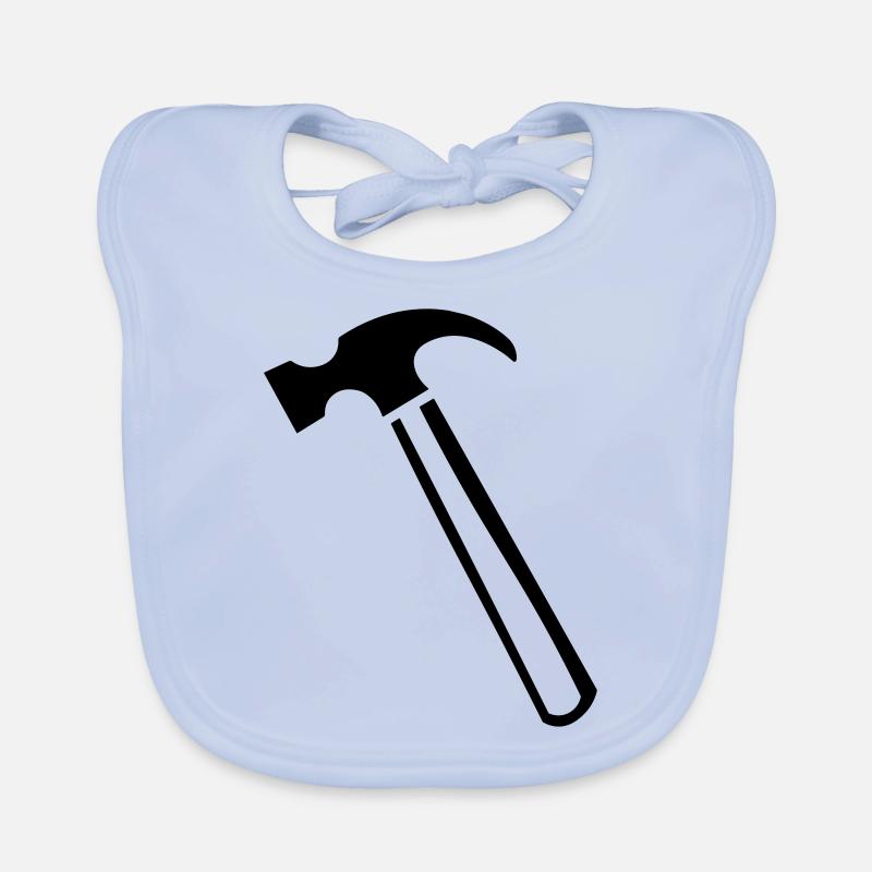 Idée cadeau outil marteau - Bavoir bio Bébé - bleu ciel
