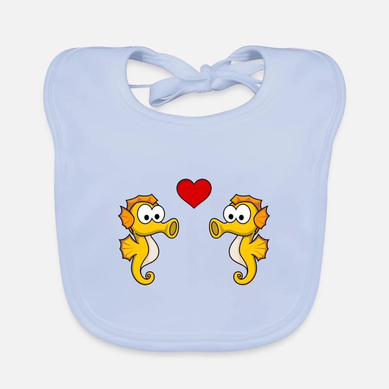 Seepferdchen Paar liebe Baby Bio-Lätzchen