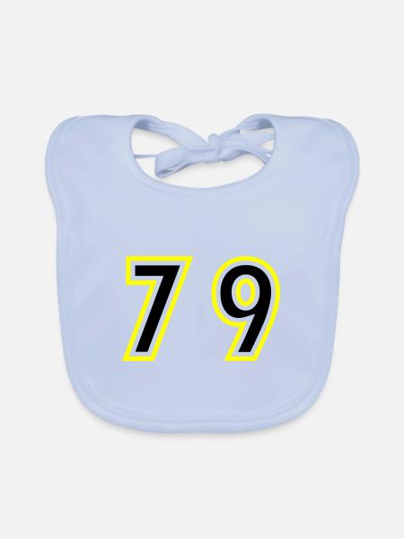 79 Nombre Collège - Bavoir bio Bébé - bleu ciel - Devant