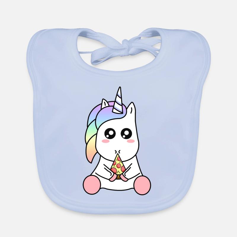 Mignon drôle Kawaii Licorne manger pizza slice Bavoir bio Bébé