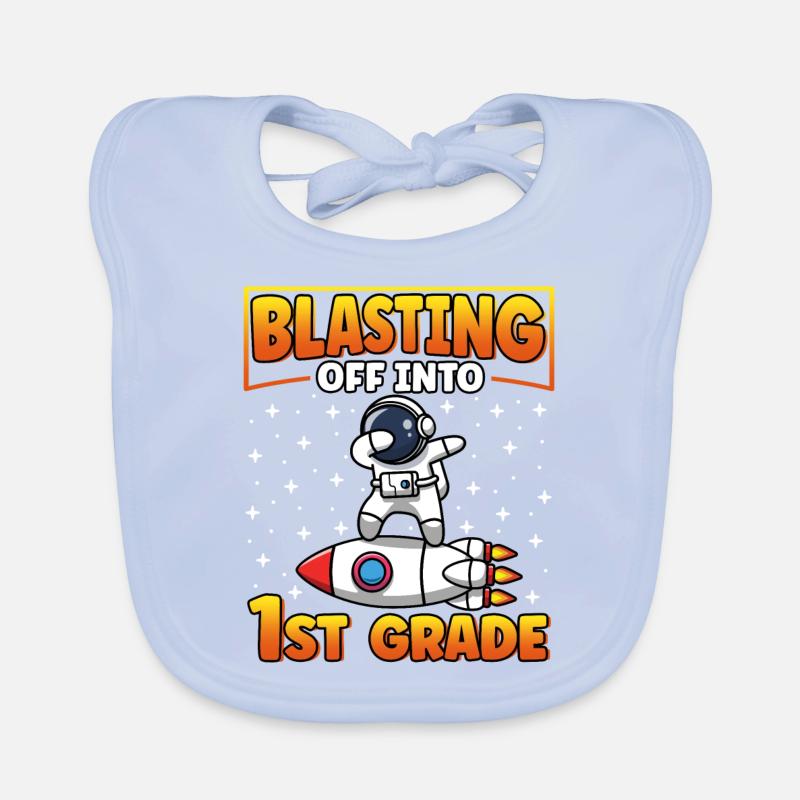 Blasting Off Into 1st Grade Back to School Organic Baby Bibs