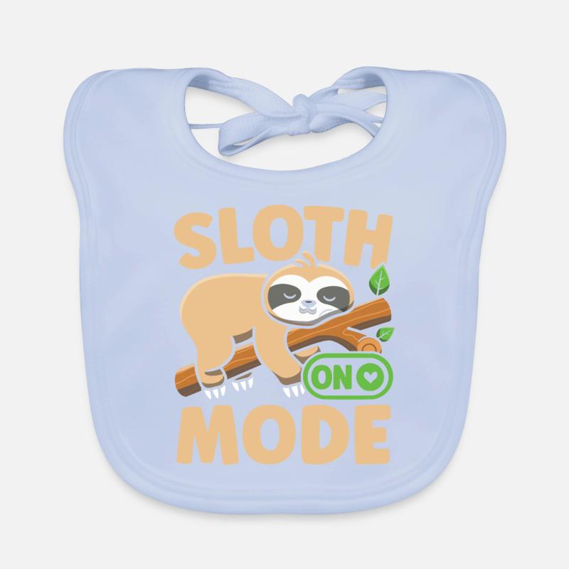Cute Sloth Mode On Funny Lazy Sloth Sleeping Organic Baby Bibs