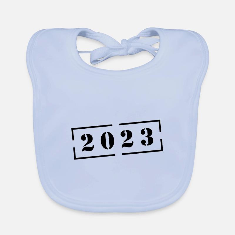 Année 2023 - Bavoir bio Bébé - bleu ciel