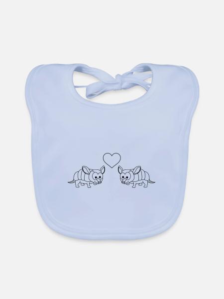 Armadillo Comic Couple Amour - Bavoir bio Bébé - bleu ciel - Devant