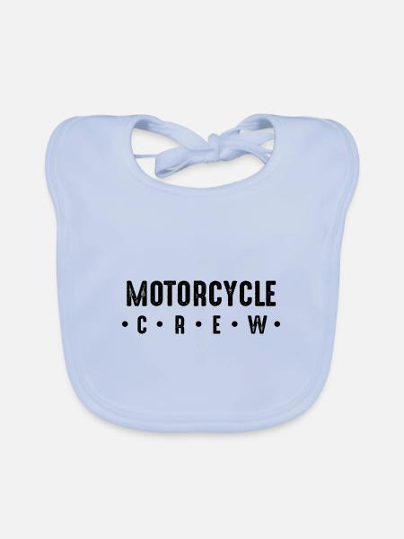 Motorcycle Crew - Organic Baby Bibs - sky blue - Front