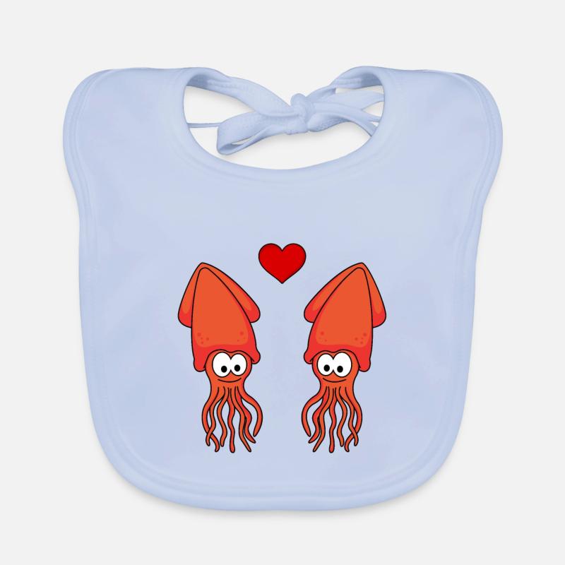 Tintenfisch Comic Paar liebe Baby Bio-Lätzchen