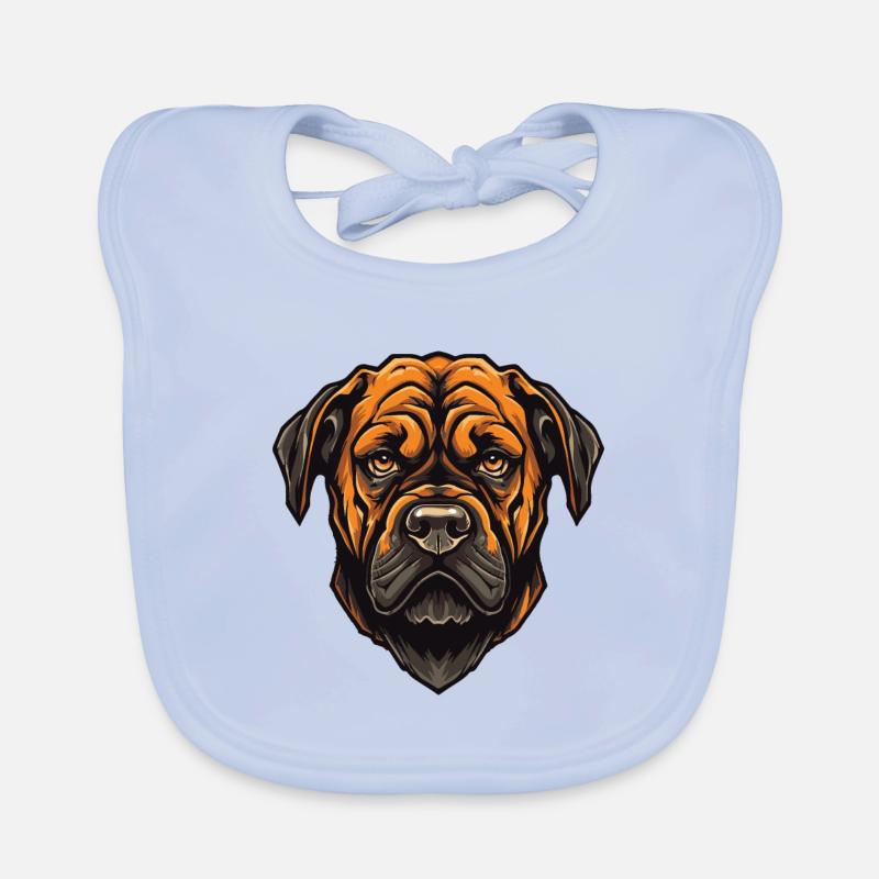 Mastiff Dog Head Organic Baby Bibs