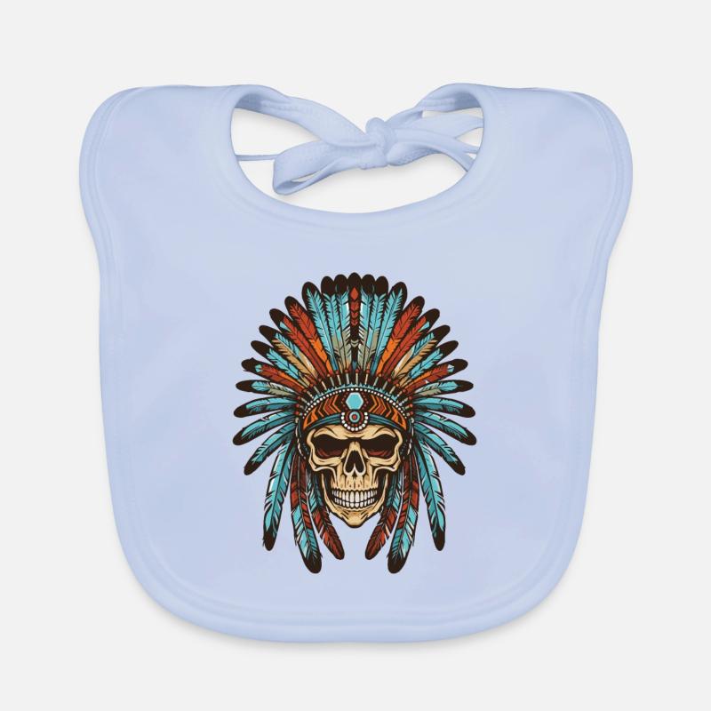 Apache Indian Skull Organic Baby Bibs