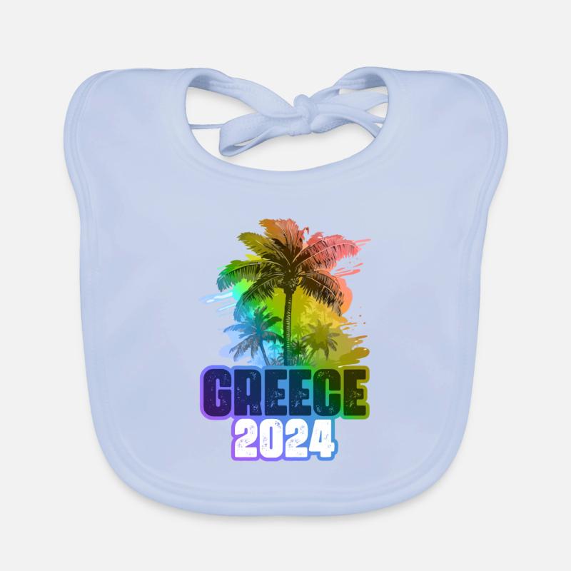 Greece 2024 Urlaub Palmen Bunt Baby Bio-Lätzchen