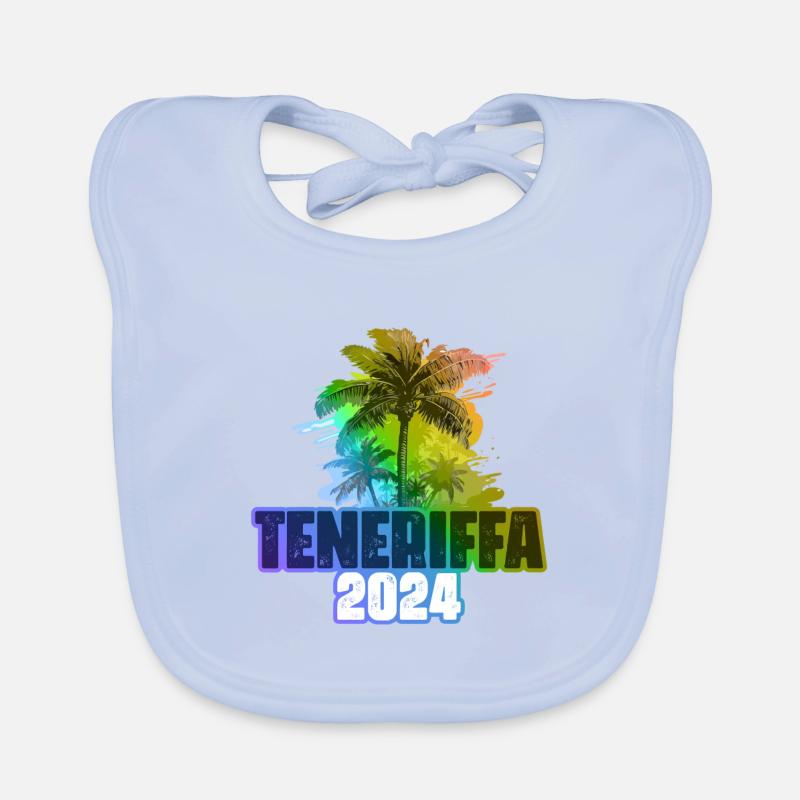 Teneriffa 2024 Urlaub Palmen Bunt Baby Bio-Lätzchen