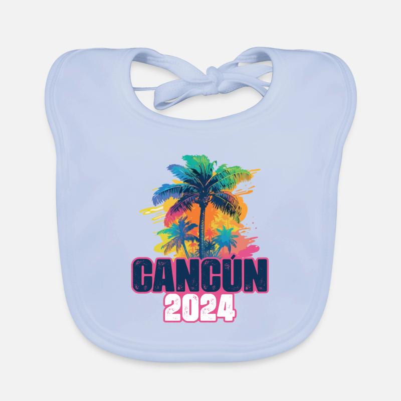 Cancun 2024 Urlaub Palmen Klecks Baby Bio-Lätzchen