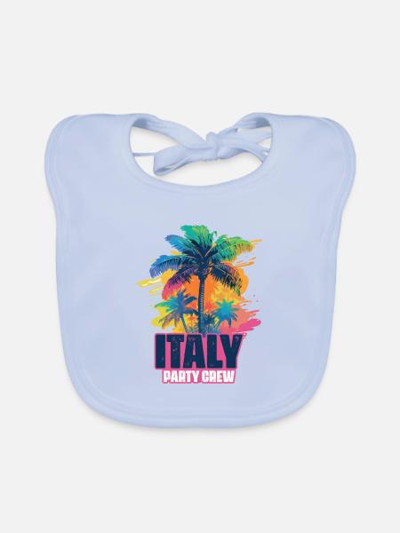 Vacances de l’équipage de fête en Italie - Bavoir bio Bébé - bleu ciel - Devant