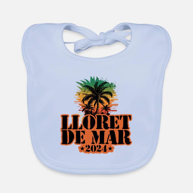 Lloret De Mar 2024 Team Palm Trees Multicolored Organic Baby Bibs