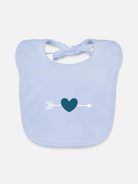 blaues Herz mit Pfeil Valentinstag - Baby Bio-Lätzchen - sky Blue - Vorne