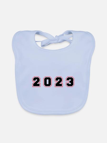 2023 year number - Organic Baby Bibs - sky blue - Front
