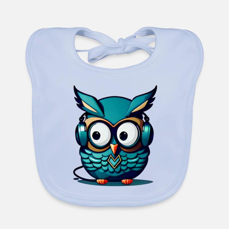 Eule türkis Kopfhörer Baby Bio-Lätzchen