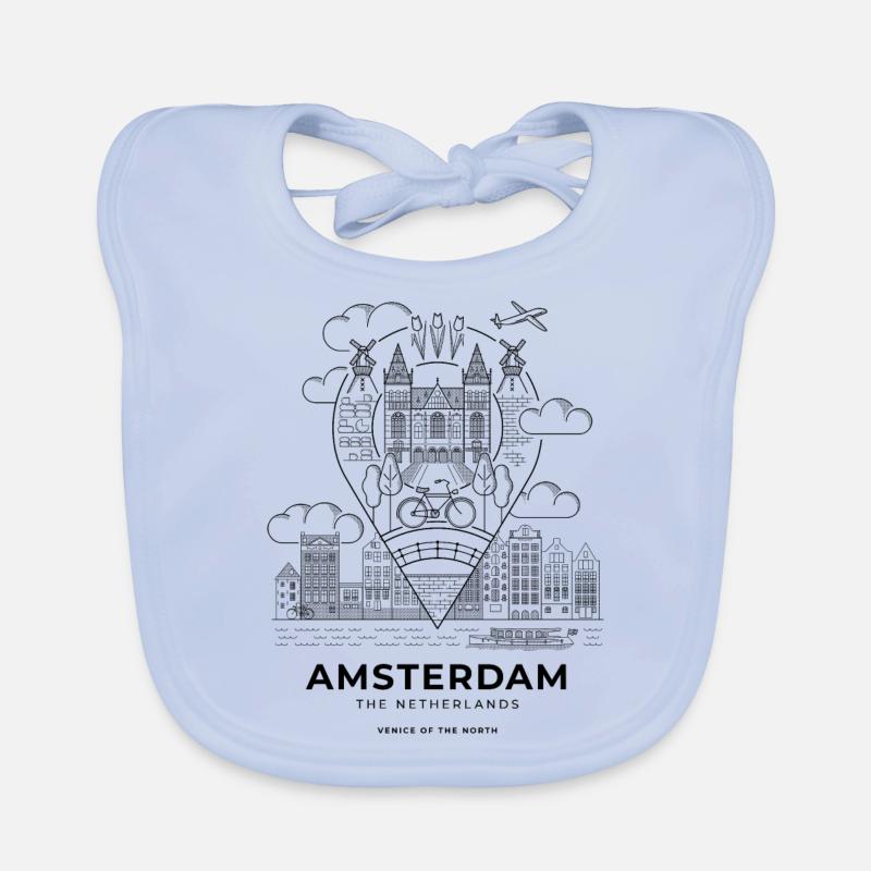 Amsterdam - Bavoir bio Bébé - bleu ciel