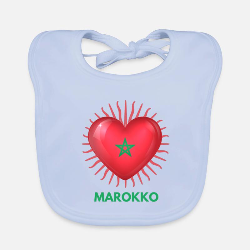 World Cup in Qatar I Love Morocco Merchandise Organic Baby Bibs