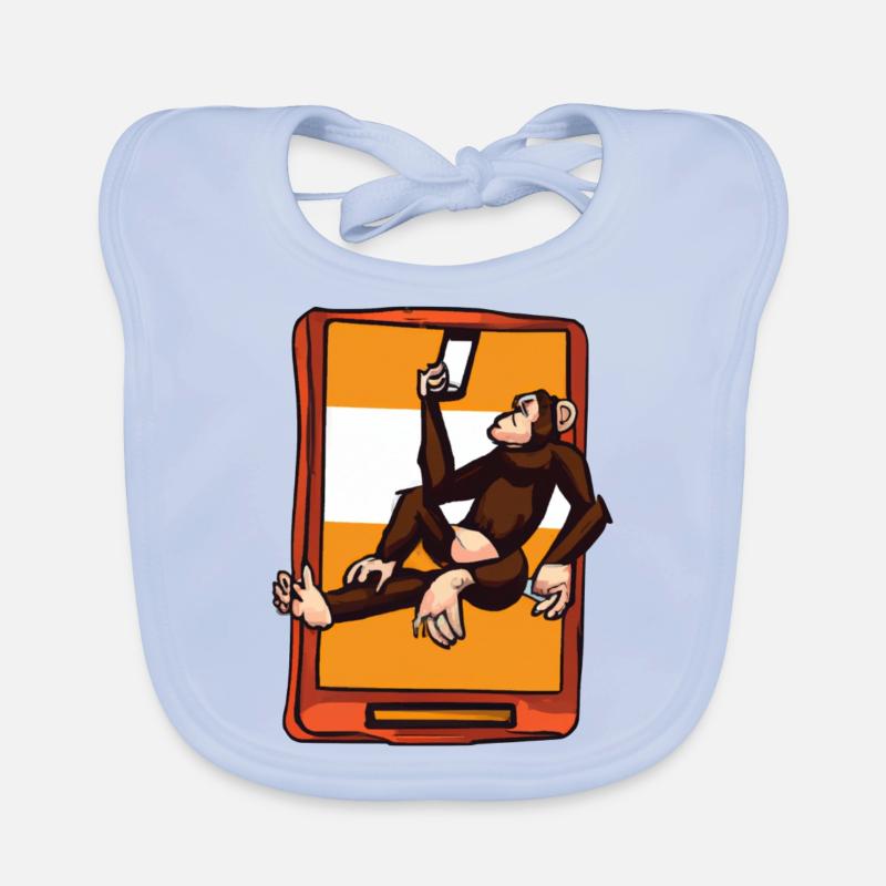 Affe benutzt ein Smartphone Baby Bio-Lätzchen