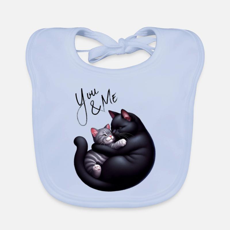 Du und ich schwarze und graue Katze graue Version Baby Bio-Lätzchen