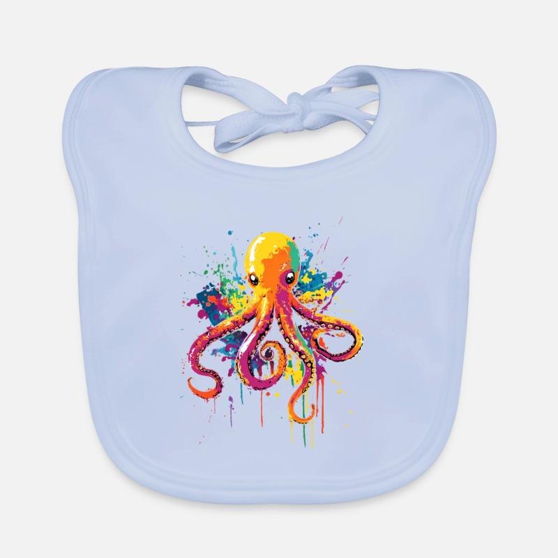 Oktopus Kraken Pop Art Bunt Farbe Baby Bio-Lätzchen