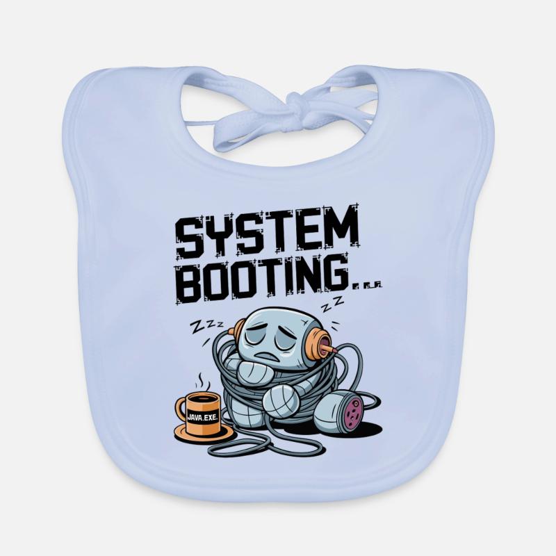 Schläfriger Roboter Booten mit Java.exe Kaffee – Lustig Baby Bio-Lätzchen