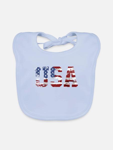USA Flagge - Baby Bio-Lätzchen - sky Blue