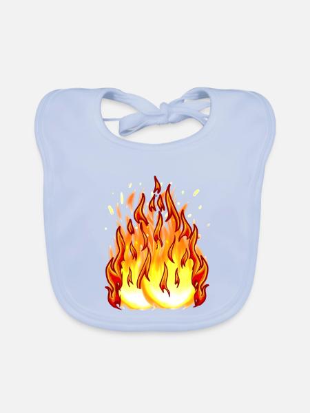 Feuer Flamme Feuerball Inferno Brand brennen - Baby Bio-Lätzchen - sky Blue - Vorne