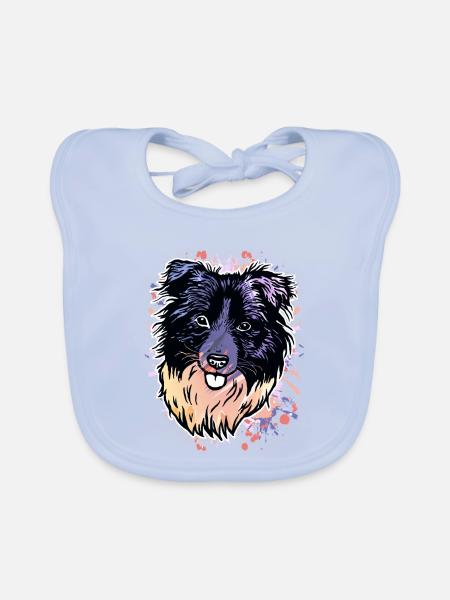 Border Collie Farbklecks - Baby Bio-Lätzchen - sky Blue
