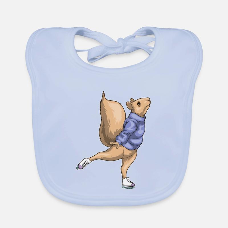 Eichhörnchen Eislaufen Schlittschuhe - Baby Bio-Lätzchen - sky Blue