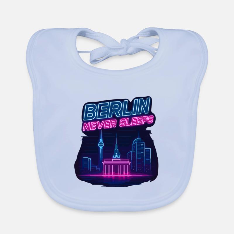 Berlin Never Sleeps Neon Skyline Design Baby Bio-Lätzchen