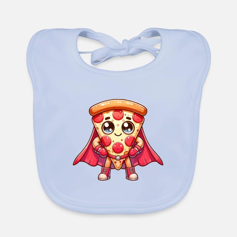 Pizzaheld Cape Pizza Superheld Pizzeria Calzone - Baby Bio-Lätzchen - sky Blue