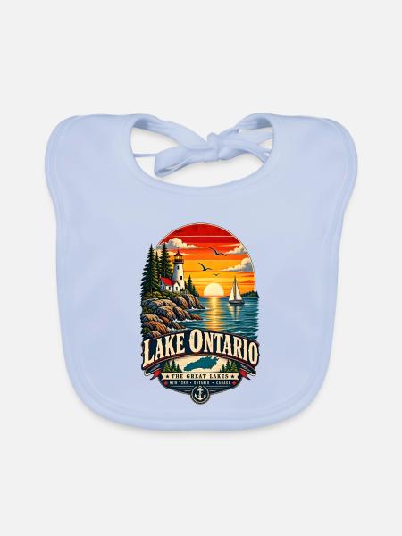Lake Ontario Funny Vintage - Baby Bio-Lätzchen - sky Blue - Vorne