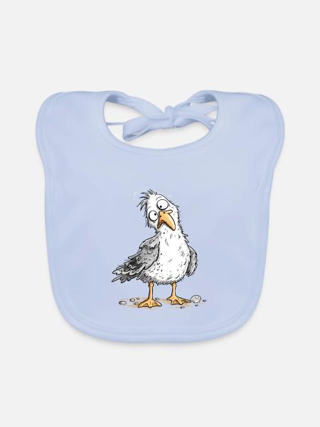Lustige Möwe Cartoon I Küste Meer Vogelhumor - Baby Bio-Lätzchen - sky Blue - Vorne