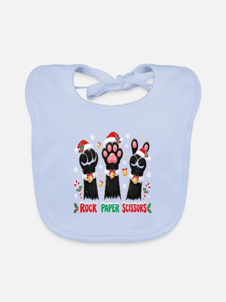 Winterpfoten Rock Paper Scissors - Baby Bio-Lätzchen - sky Blue - Vorne