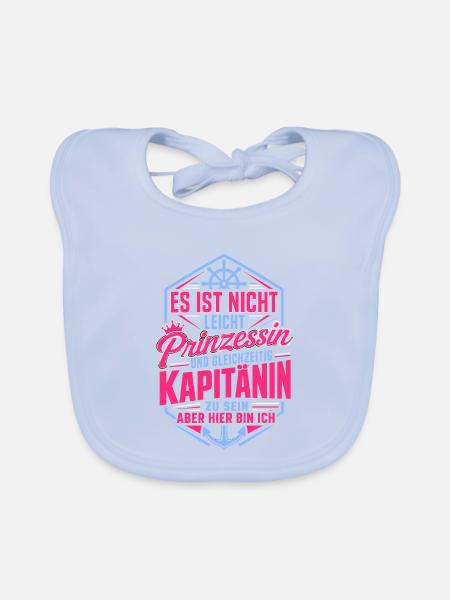 Kapitänin Segler Spruch Boot Anker - Baby Bio-Lätzchen - sky Blue