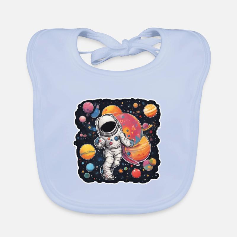 Astronaut Dancing Around Planets Organic Baby Bibs