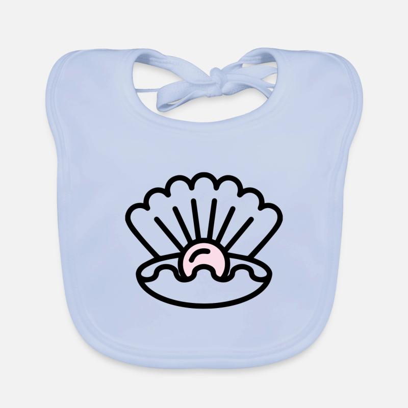 Muschel mit Perle Geschenk Idee Baby Bio-Lätzchen