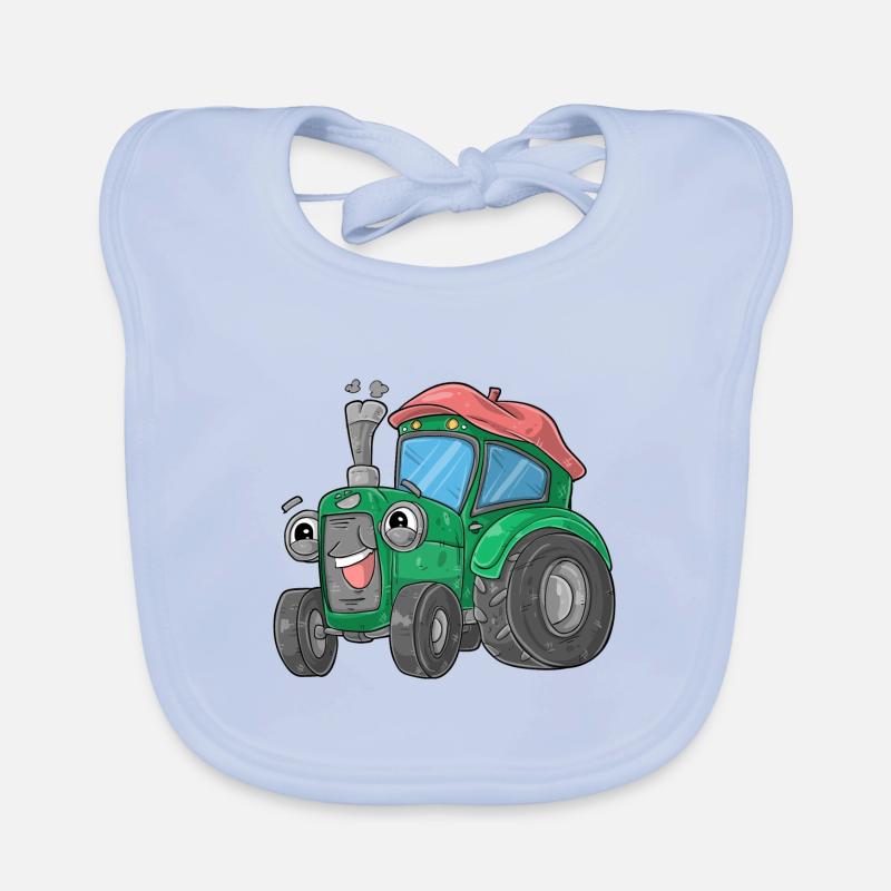 Traktor mit Gesicht Baby Bio-Lätzchen