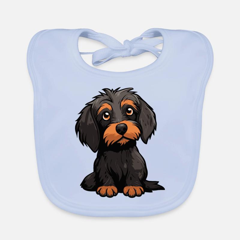 Chien - Bavoir bio Bébé - bleu ciel