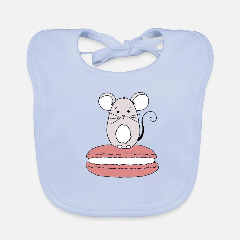 Souris sur Macaron Bavoir bio Bébé