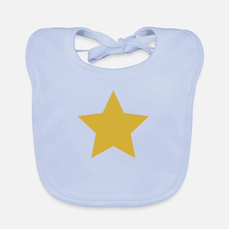 étoile or étoile dorée - Bavoir bio Bébé - bleu ciel