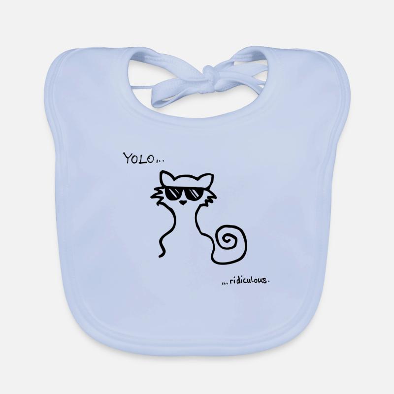 Yolo Cat - Bavoir bio Bébé - bleu ciel