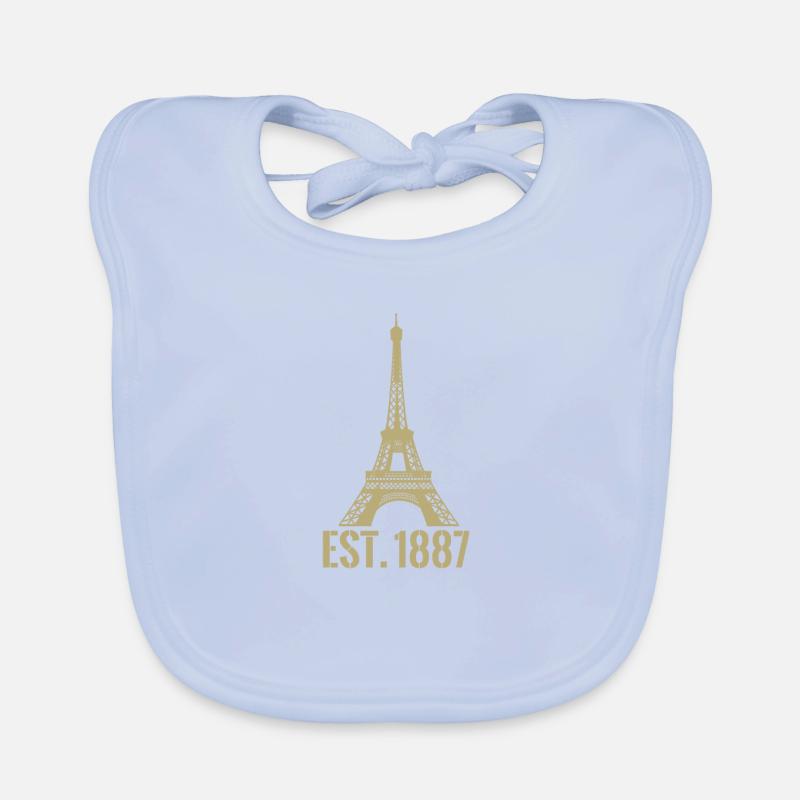 tour Eiffel - Bavoir bio Bébé - bleu ciel
