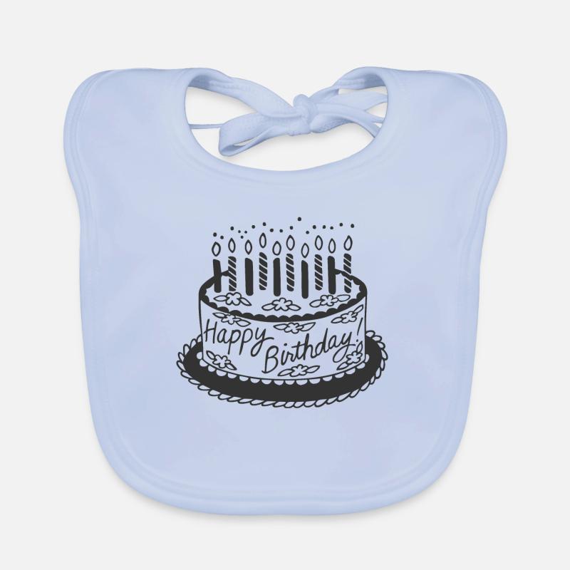 Gâteau de joyeux anniversaire - Bavoir bio Bébé - bleu ciel