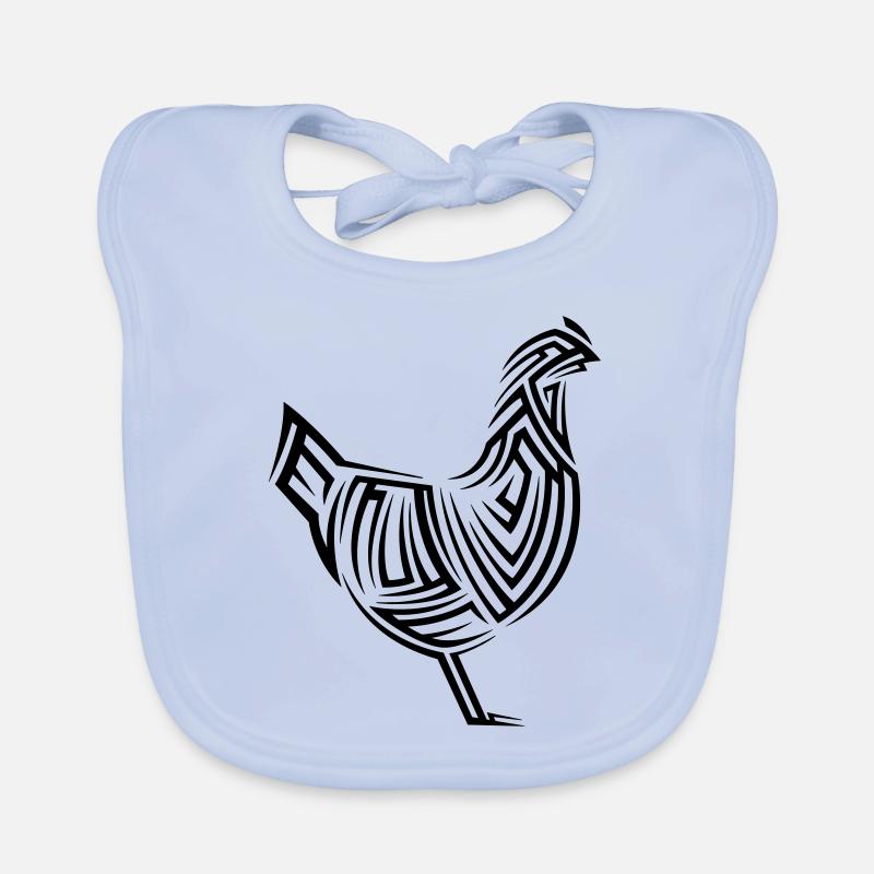 Tatouage tribal de poulet - Bavoir bio Bébé - bleu ciel