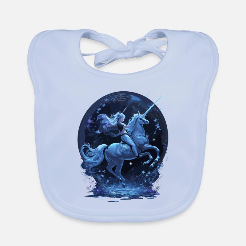Mystisches Einhorn mit Reiterin Baby Bio-Lätzchen